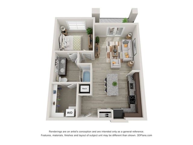 A1H 1 bedroom, 1 bath Apartment at The Mill at New Holland in Gainsville, GA 30501