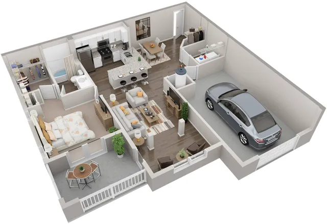 A2.1 1 bedroom, 1 bathroom  with garage Apartment in Athens, GA 30606