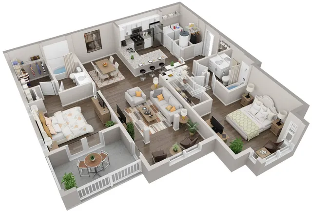 B1.1 2 bedroom, 2 bath apartment at Lullwater at  Jennings Mill in Athens, GA 30606