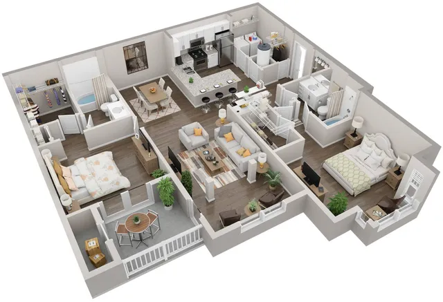 B1A 2 bedroom, 2 bathroom Apartment with outside storage located at Lullwater at Jennings Mill in Athens, GA 30606