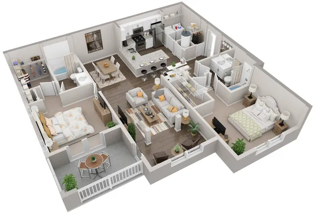 B1G 2 bedroom 2 bath apartment located at Lullwater at Jennings Mill in Athens, GA 30606