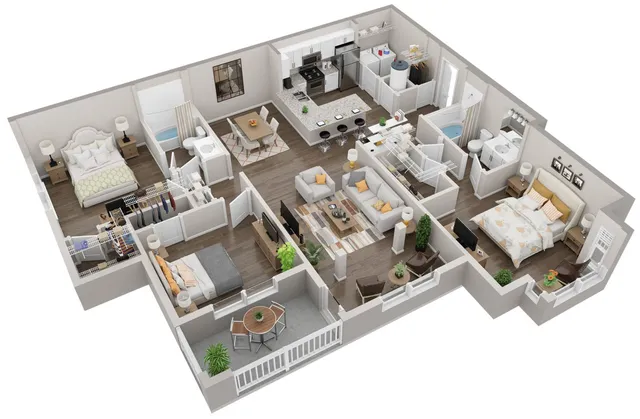 C1 3 bedroom 2 bathroom apartment located at Lullwater at Jennings Mill in Athens, GA 30606