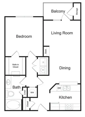 The Peachtree 1 bedroom 1 bathroom 794 sq ft apartment home at The Kendrick located in Atlanta, GA 30324