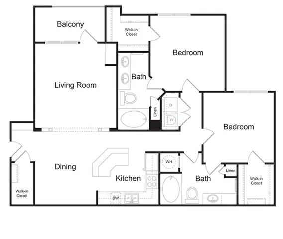 The Woodlands 2 bedroom 2 bathroom 1296 sq ft apartment home at The Kendrick located in Atlanta, GA 30324