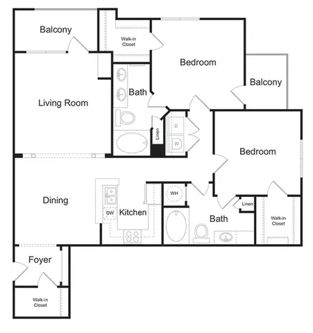 The Vinings 2 bedroom 2 bathroom 1370 sq ft apartment home at The Kendrick located in Atlanta, GA 30324