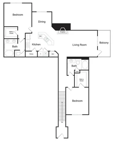 The Ridgedale 2 bedroom 2 bathroom 1600 sq ft apartment home at The Kendrick located in Atlanta, GA 30324
