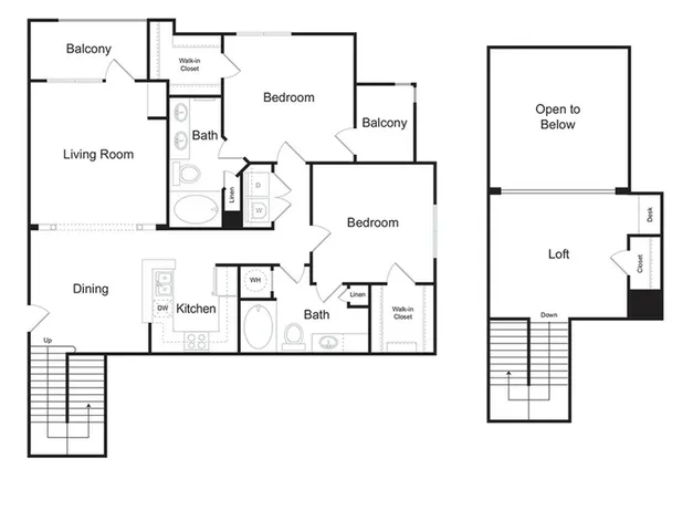 The Lindmoor Loft 2 bedroom 2 bathroom with loft 1617 sq ft apartment home at The Kendrick located in Atlanta, GA 30324