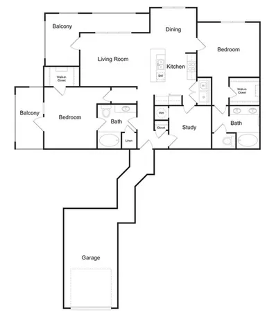 The Brookhaven  2 bedroom 2 bathroom with attached garage 1753 sq ft apartment home at The Kendrick located in Atlanta, GA 30324