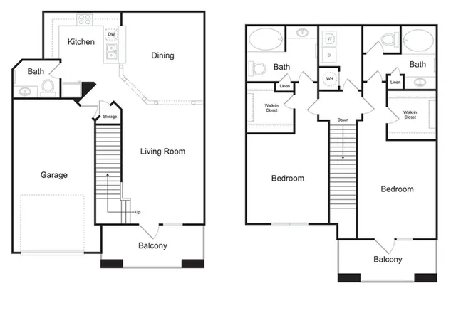 The Ashford Townhome 2 bedroom 2 bathroom with attached garage 1868 sq ft apartment home at The Kendrick located in Atlanta, GA 30324