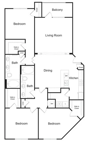 The Briarcliff 3 bedroom 2 bathroom 1587 sq ft apartment home at The Kendrick located in Atlanta, GA 30324