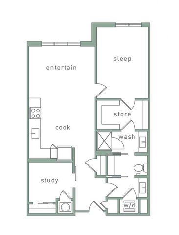 Crestline 1 Bedroom Floor Plan