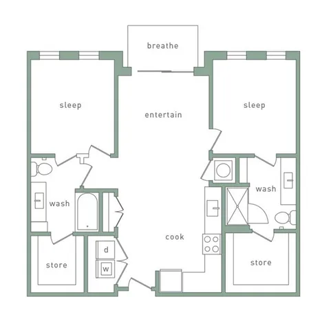 Hollywood 2 Bedroom Floor Plan
