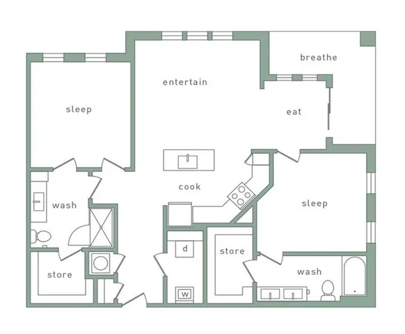 Southside 2 Bedroom Floor Plan
