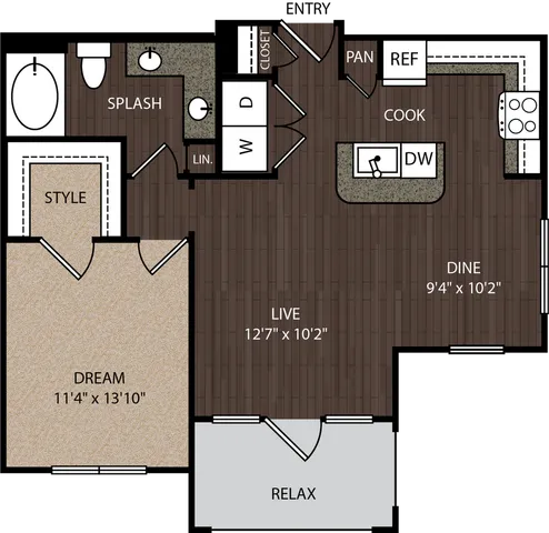 1 bedroom, 1 bathroom 3rd floor