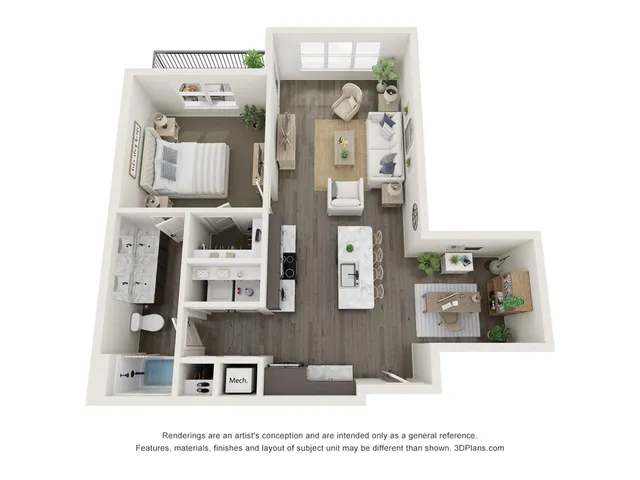 B1 One bedroom with office space 901 square feet