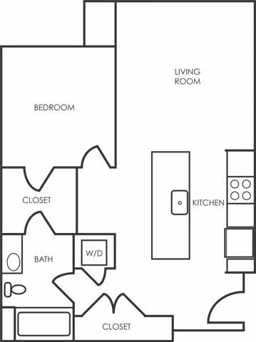 One bedroom, one bath 675 sq ft