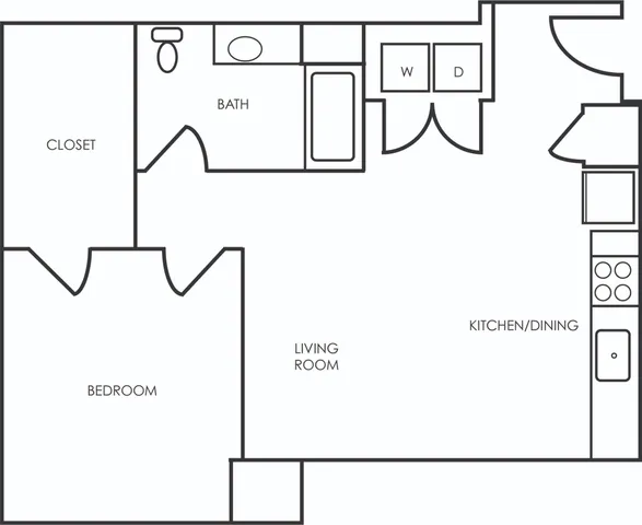 One bedroom, one bath ADA unit
