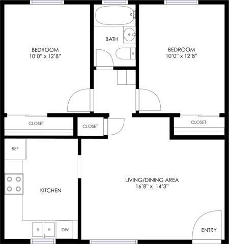 Two bedroom floor plan