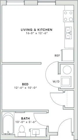 U2 - 481 square foot studio apartment home