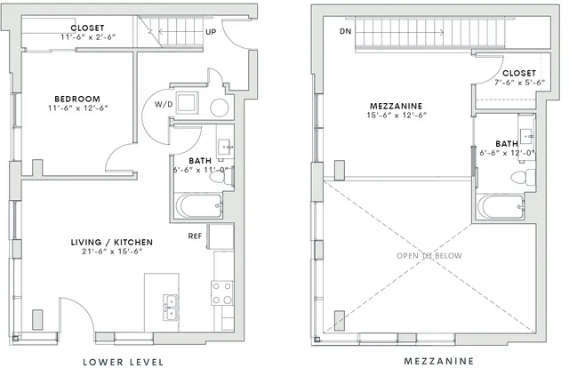 1,092 square foot two bedroom, two bath lofted apartment home