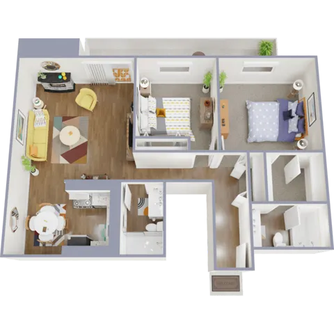 Two bedroom, 2 bath, 931 square feet