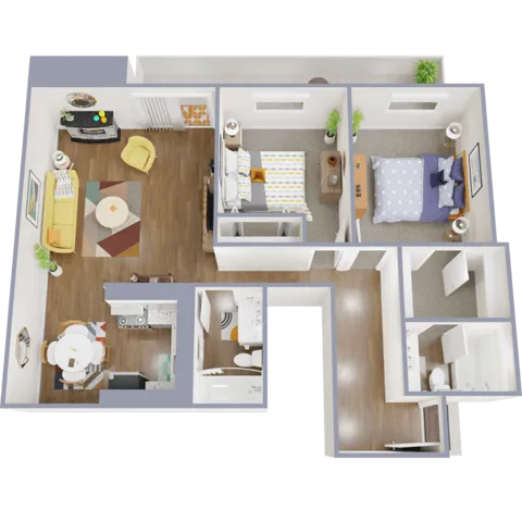 Two bedroom, two bath, 1,191 square feet