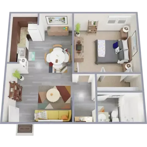 A1 - one bedroom, one bath apartment floor plan