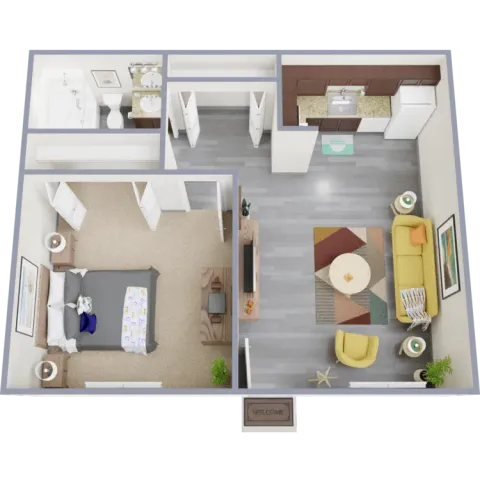 A3 - one bedroom, one bath apartment floor plan