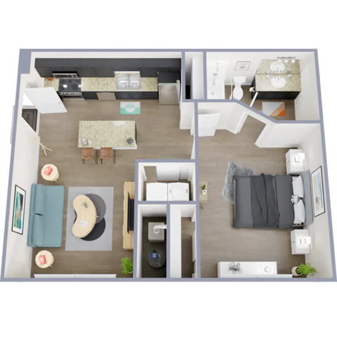 A1 - one bedroom, one bath apartment floor plan