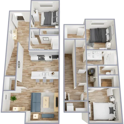 C1 - three bedroom, two bath apartment home