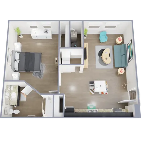 A2 - one bedroom, one bath apartment floor plan