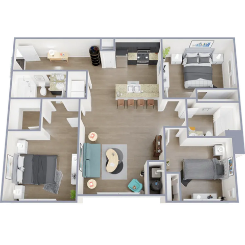 C1 - three bedroom, two bath apartment home