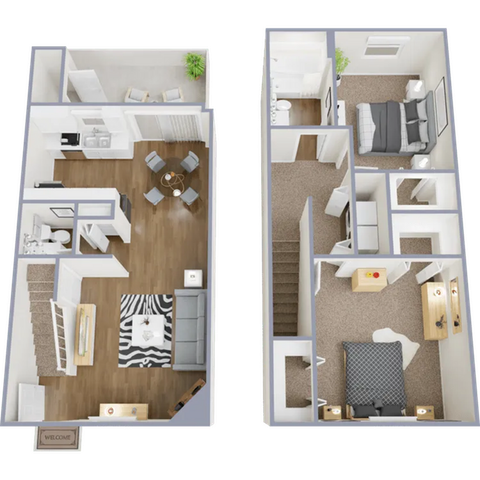 Two bedroom, one and a half bath townhome