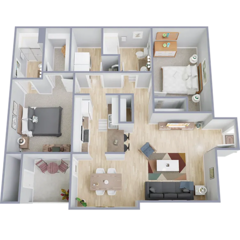 B1 - two bedroom, two bath apartment home