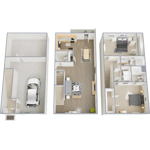 B1 - two bedroom, two and a half bath townhomes in Shawnee, KS