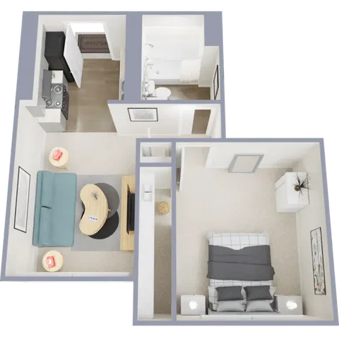 A2 - One bedroom, one bath, 525 square foot apartment