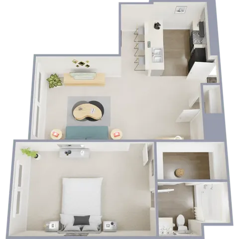 A3 - One bedroom, one bath, 535 square foot apartment