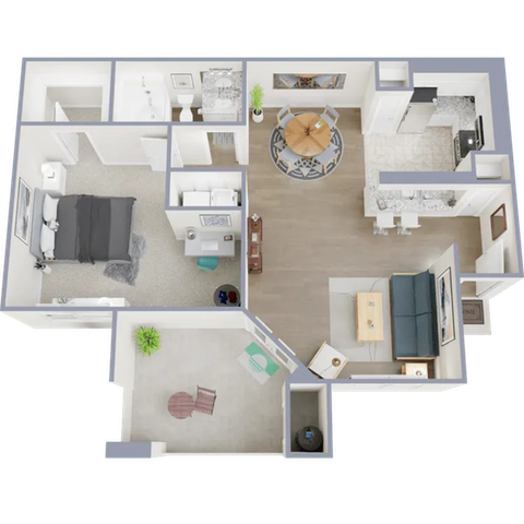 Garnet - one bedroom, one bath, 785 square foot apartment