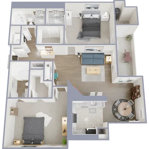 Topaz - two bedroom, two bath, 1,280 square foot apartment