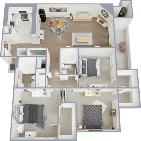 Carnelian - three bedroom, two bath, 1,300 square foot apartment