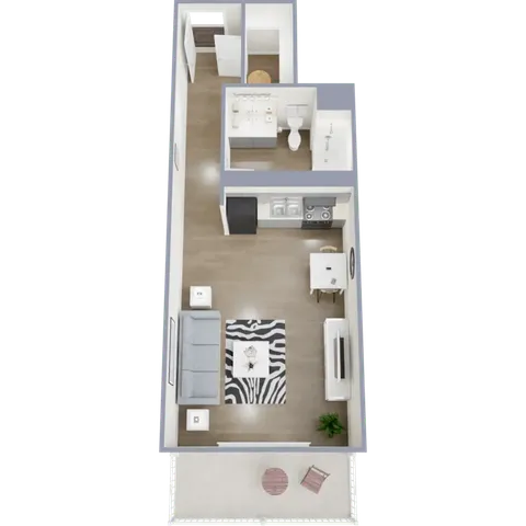 449 square foot studio apartment