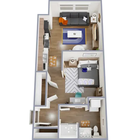 536 square foot studio apartment