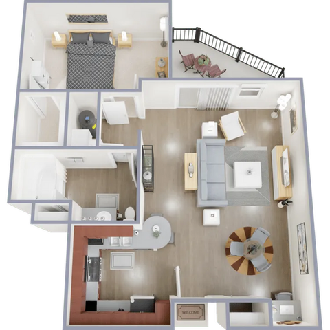 One bedroom, one bath, 900 square foot apartment home