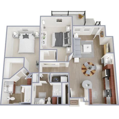 Two bedroom, two bath, 1,060 square foot apartment home