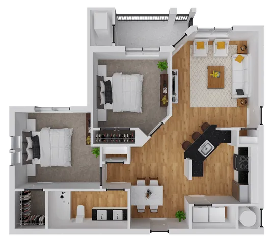 895 square foot, two bedroom, one bath apartment home