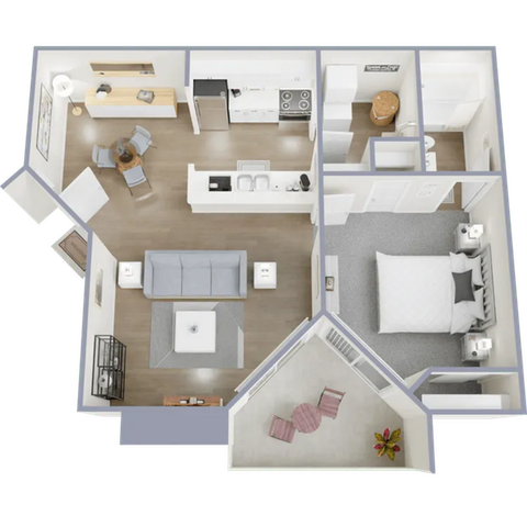 714 square foot one bedroom, one bath apartment home
