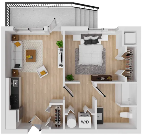 Zeal 2 - 506 square foot one bedroom, one bath apartment