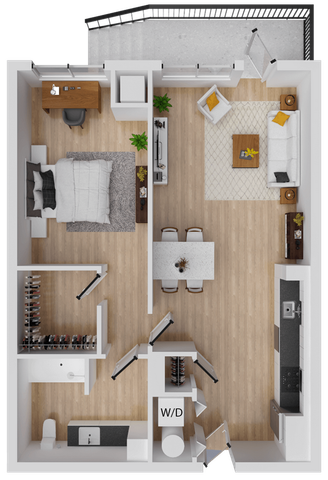 Zeal 3 - 740 square foot one bedroom, one bath apartment