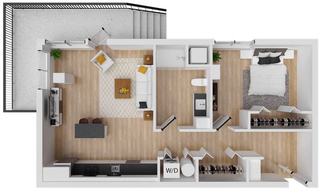 Zeal 4 - 745 square foot one bedroom, one bath apartment