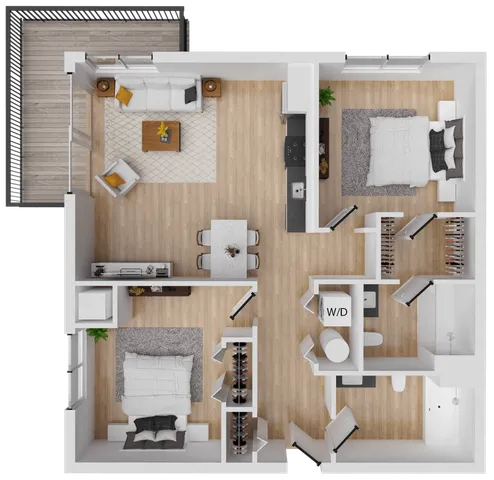 Moxie 3 - 890 square foot two bedroom, two bath apartment